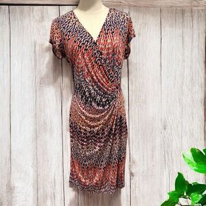 Laundry by Design Size 10 Faux Wrap Dress Work Career Stretch Zig Zag Slinky